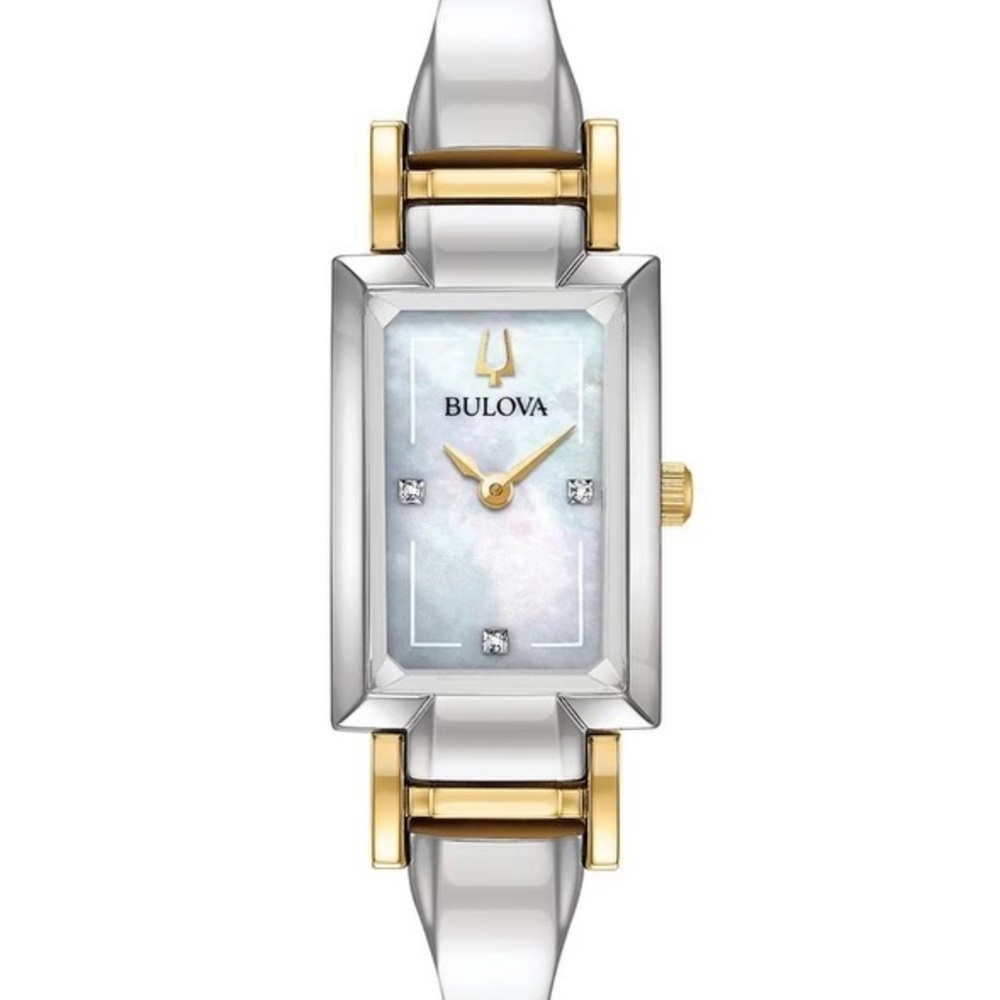 BULOVA - classic diamond two-tone stainless steel bangle bracelet 28x33mm